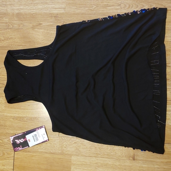 NWT blue/gold sequined racerback tank size medium - Picture 4 of 4
